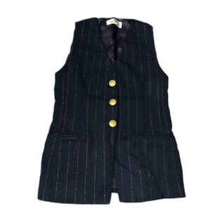 Vintage Union Made Navy Wool Vest with Gold Accents
